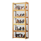 Modern Natural Bamboo Corner Glass Door Curio Cabinet