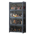Modern Natural Bamboo Corner Glass Door Curio Cabinet