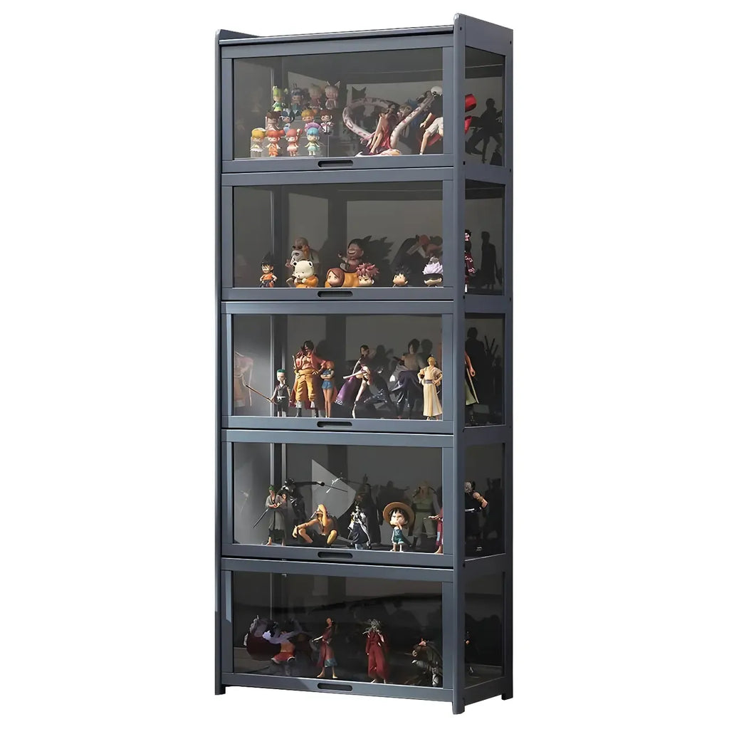 Modern Natural Bamboo Corner Glass Door Curio Cabinet