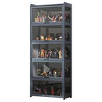 Modern Natural Bamboo Corner Glass Door Curio Cabinet