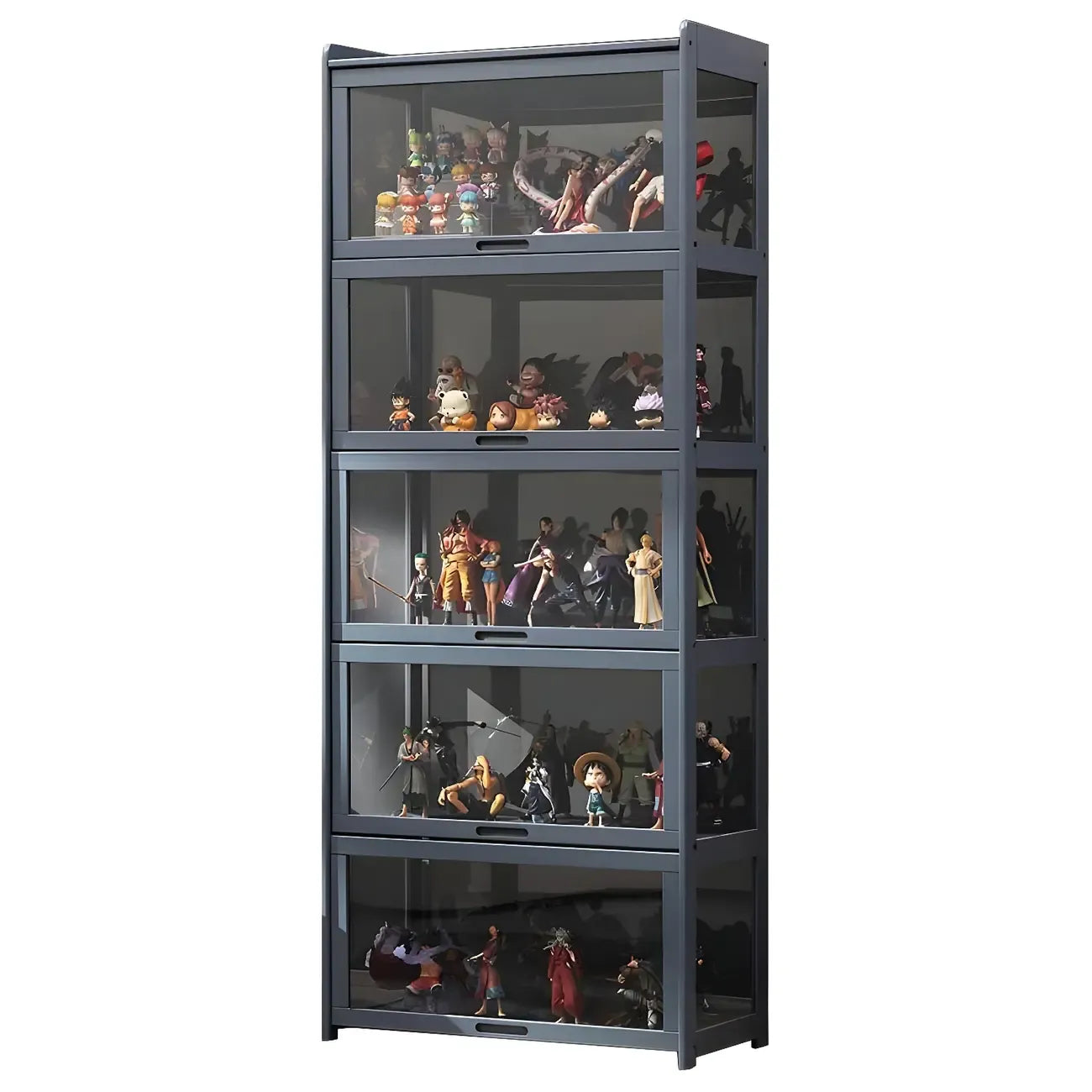 Modern Natural Bamboo Corner Glass Door Curio Cabinet