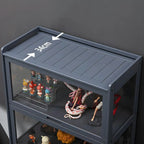 Modern Natural Bamboo Corner Glass Door Curio Cabinet