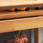Modern Natural Bamboo Corner Glass Door Curio Cabinet