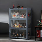 Modern Natural Bamboo Corner Glass Door Curio Cabinet