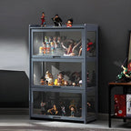 Modern Natural Bamboo Corner Glass Door Curio Cabinet