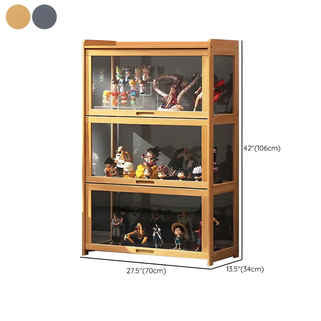 Modern Natural Bamboo Corner Glass Door Curio Cabinet