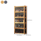 Modern Natural Bamboo Corner Glass Door Curio Cabinet