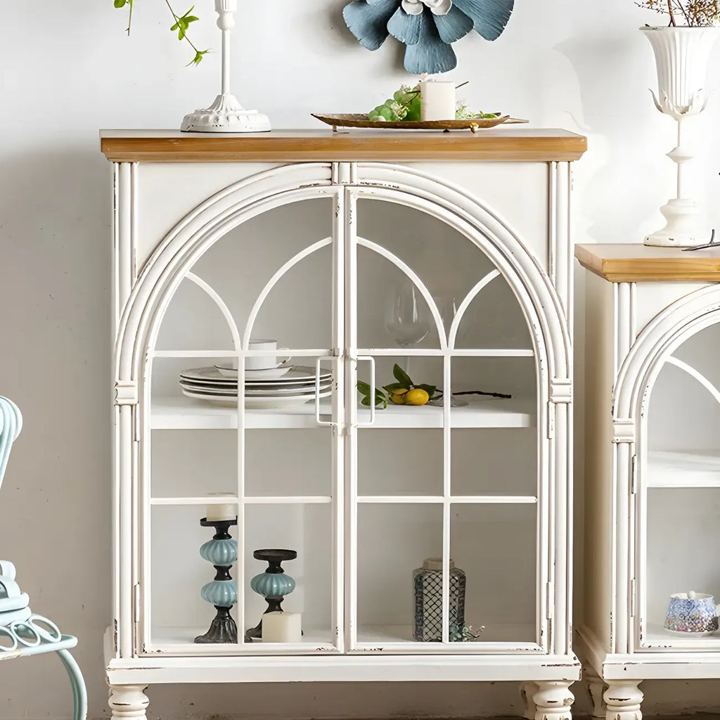 French Country Rectangular Metal Display Bookcase with Shelves