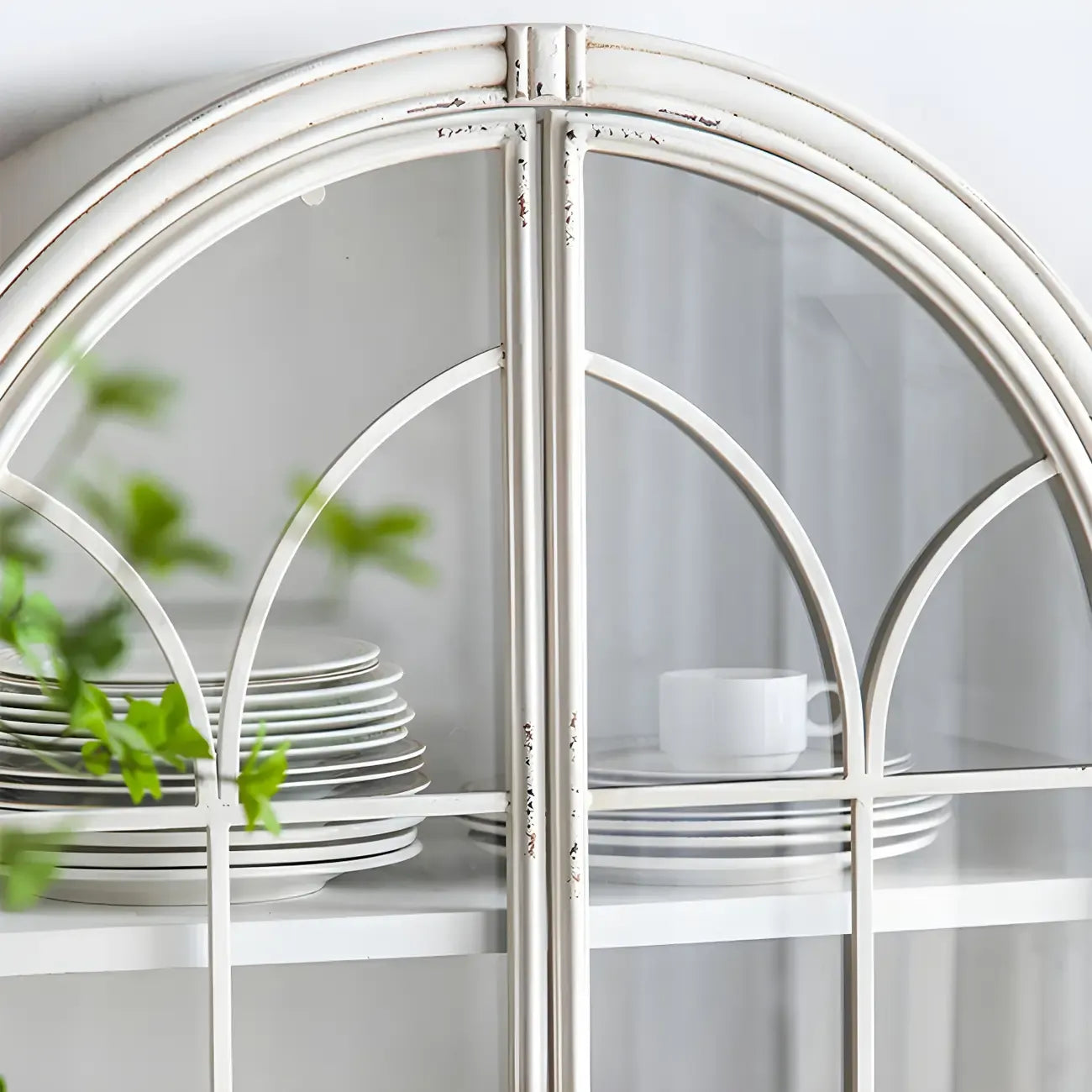 French Country Rectangular Metal Display Bookcase with Shelves