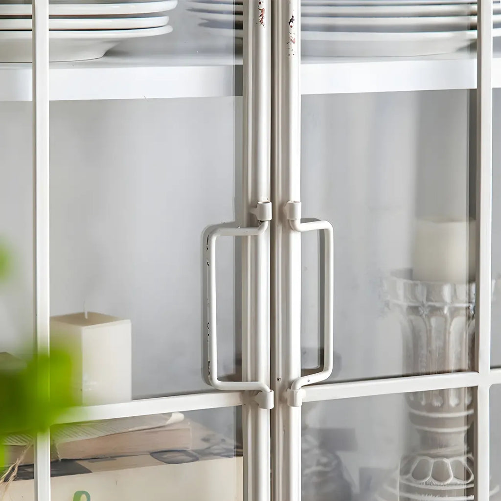 French Country Rectangular Metal Display Bookcase with Shelves