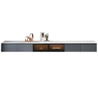 Glam Wooden Floating TV Stand with Marble Top for Living Room