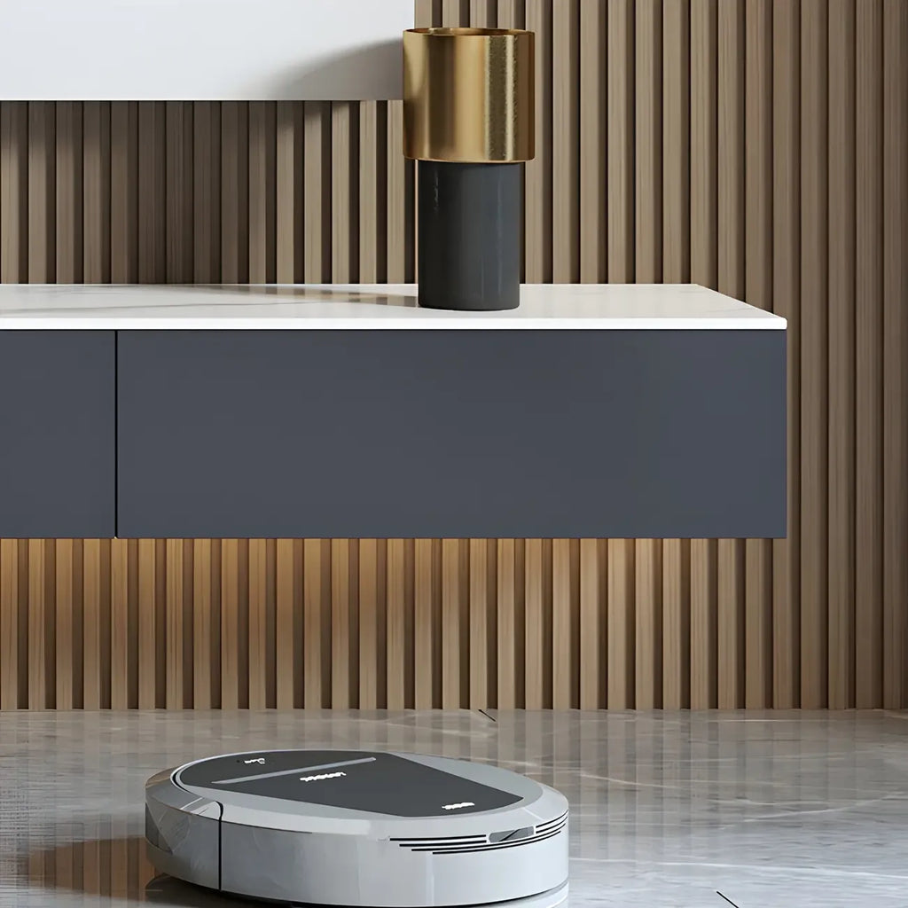 Glam Wooden Floating TV Stand with Marble Top for Living Room