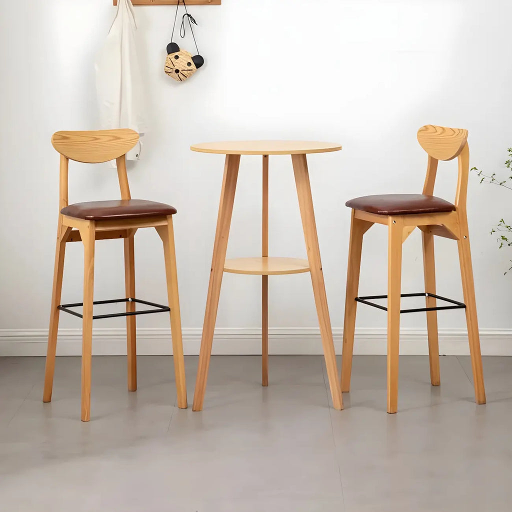 Modern Small Round Bar Height Wood Bar Table with Storage