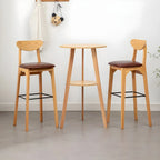 Modern Small Round Bar Height Wood Bar Table with Storage