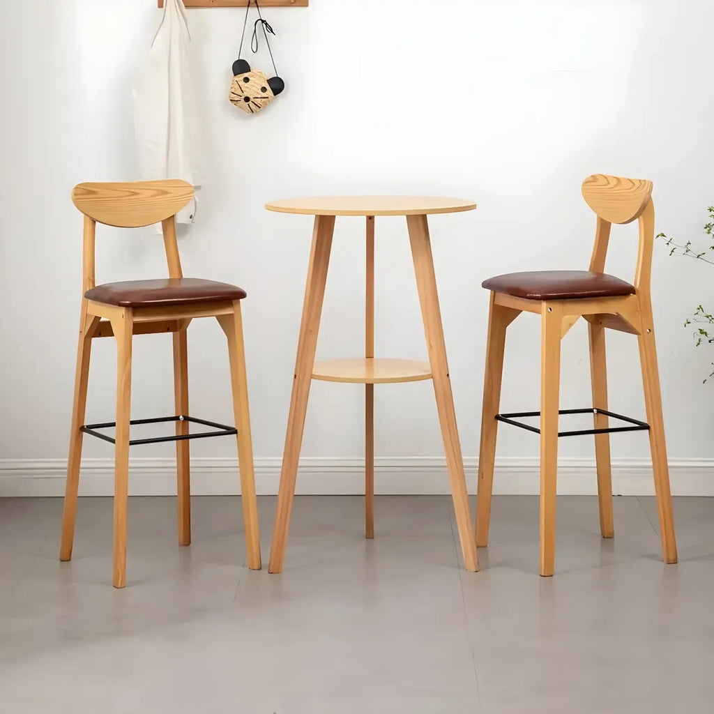 Modern Small Round Bar Height Wood Bar Table with Storage