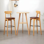 Modern Small Round Bar Height Wood Bar Table with Storage