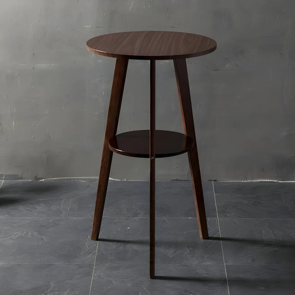 Modern Small Round Bar Height Wood Bar Table with Storage