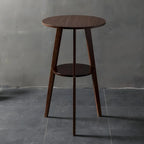 Modern Small Round Bar Height Wood Bar Table with Storage