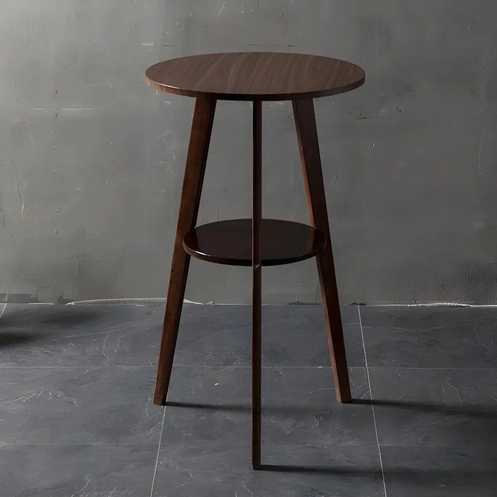 Modern Small Round Bar Height Wood Bar Table with Storage