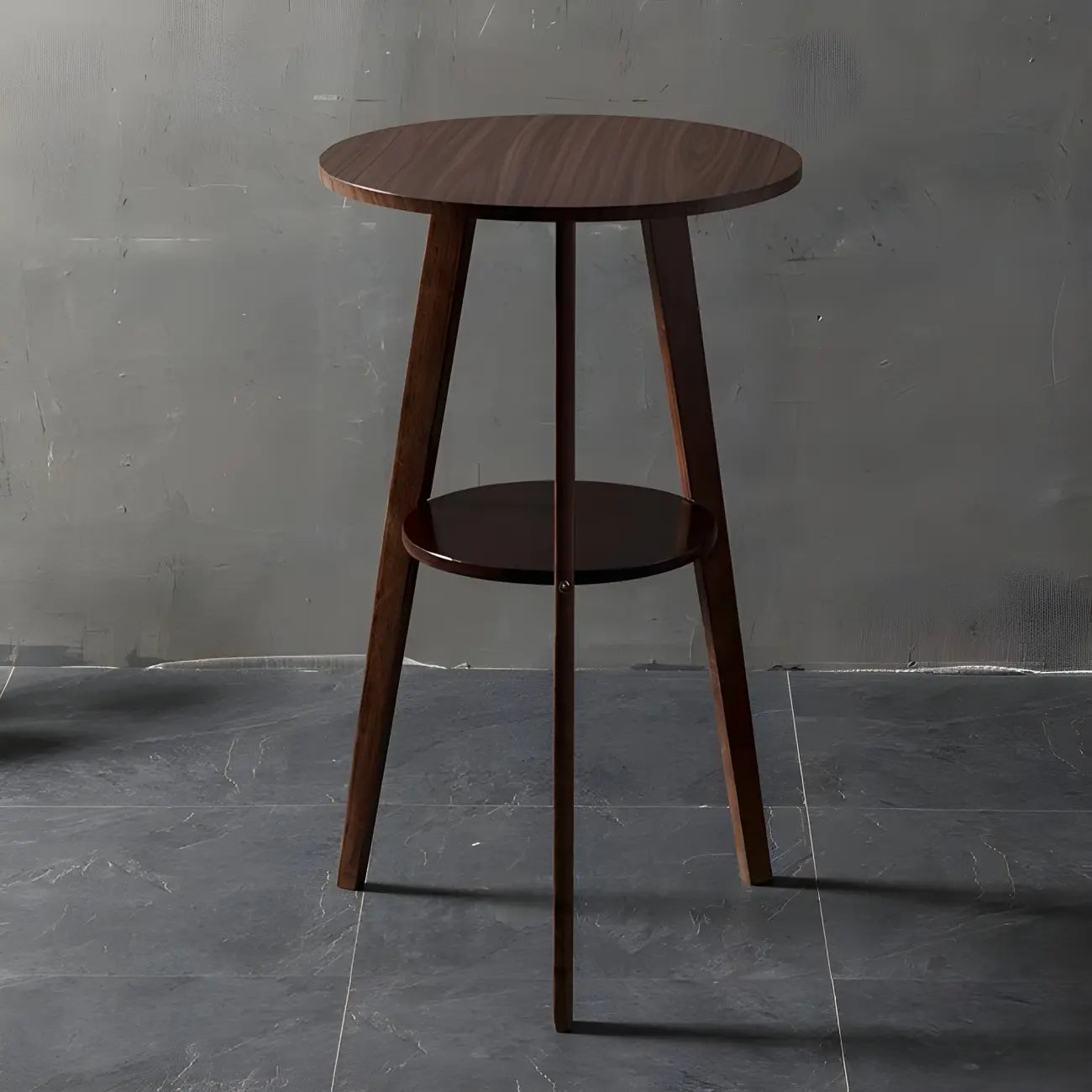 Modern Small Round Bar Height Wood Bar Table with Storage