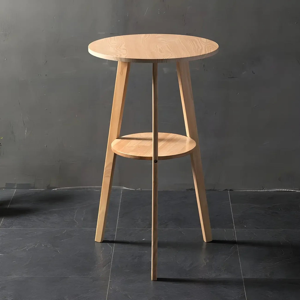 Modern Small Round Bar Height Wood Bar Table with Storage