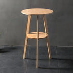 Modern Small Round Bar Height Wood Bar Table with Storage