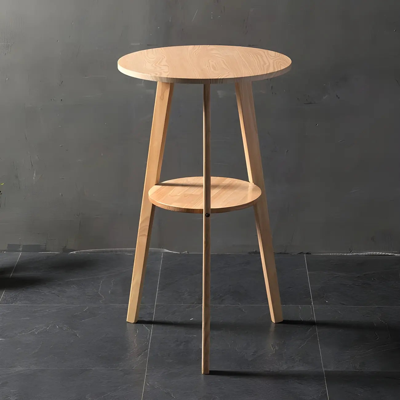 Modern Small Round Bar Height Wood Bar Table with Storage