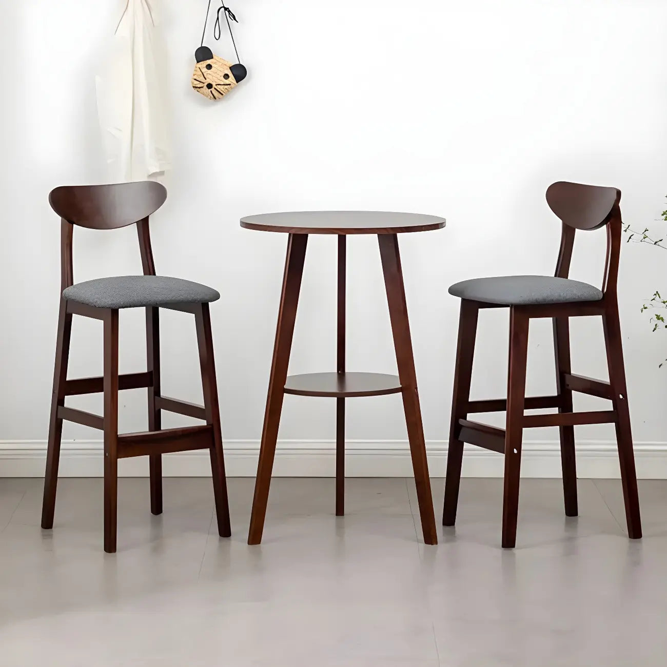 Modern Small Round Bar Height Wood Bar Table with Storage
