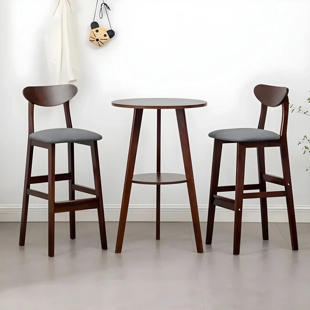 Modern Small Round Bar Height Wood Bar Table with Storage
