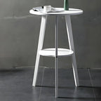 Modern Small Round Bar Height Wood Bar Table with Storage