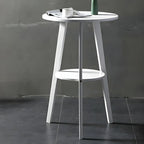 Modern Small Round Bar Height Wood Bar Table with Storage