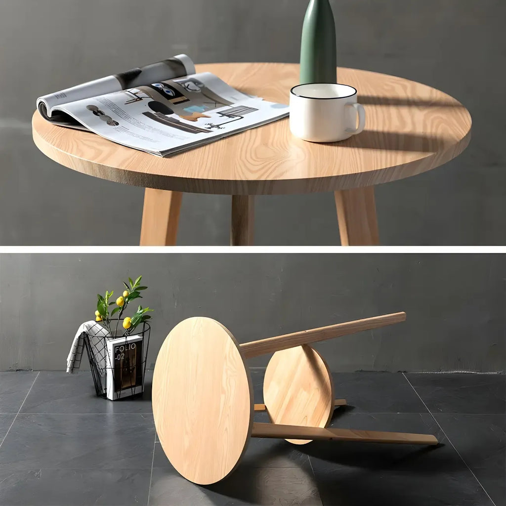 Modern Small Round Bar Height Wood Bar Table with Storage