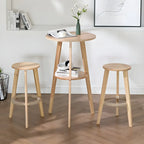Modern Small Round Bar Height Wood Bar Table with Storage