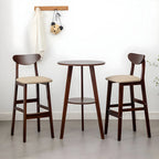 Modern Small Round Bar Height Wood Bar Table with Storage