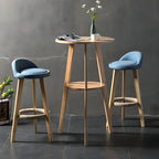 Modern Small Round Bar Height Wood Bar Table with Storage