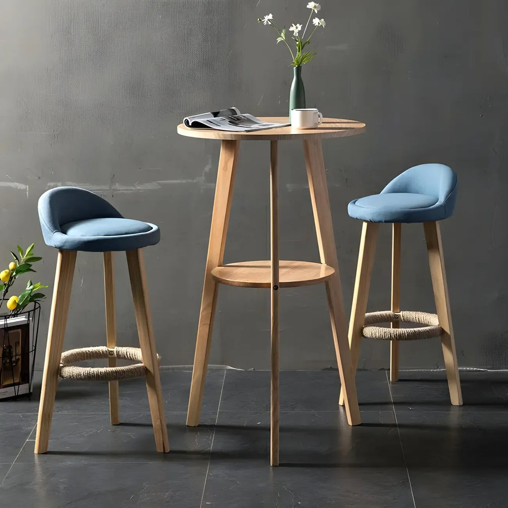 Modern Small Round Bar Height Wood Bar Table with Storage