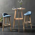 Modern Small Round Bar Height Wood Bar Table with Storage