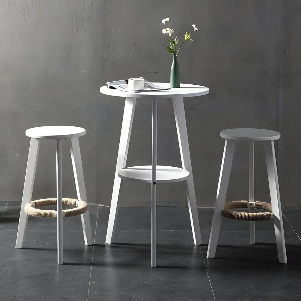 Modern Small Round Bar Height Wood Bar Table with Storage