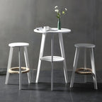 Modern Small Round Bar Height Wood Bar Table with Storage