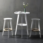 Modern Small Round Bar Height Wood Bar Table with Storage