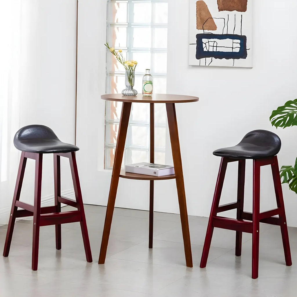 Modern Small Round Bar Height Wood Bar Table with Storage
