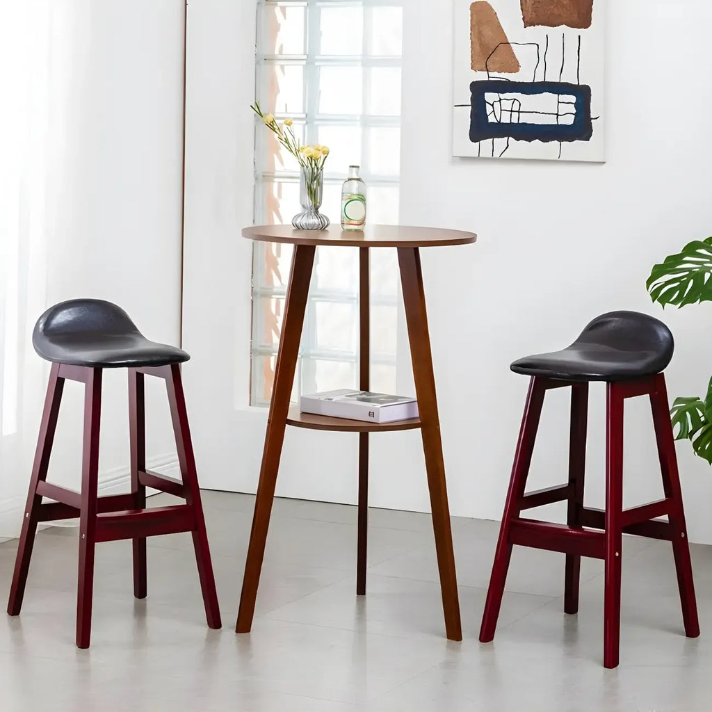 Modern Small Round Bar Height Wood Bar Table with Storage