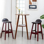 Modern Small Round Bar Height Wood Bar Table with Storage