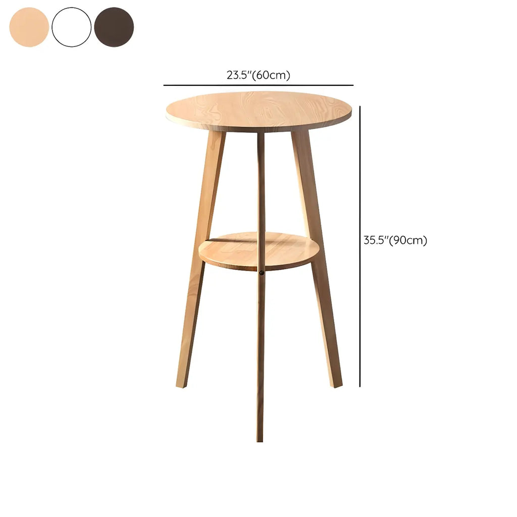 Modern Small Round Bar Height Wood Bar Table with Storage
