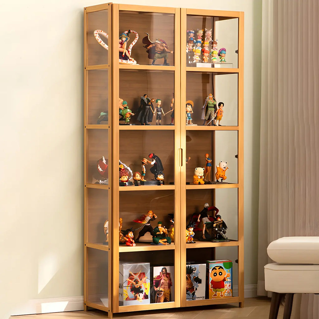 Modern Natural Bamboo Acrylic Standard  Display Cabinet