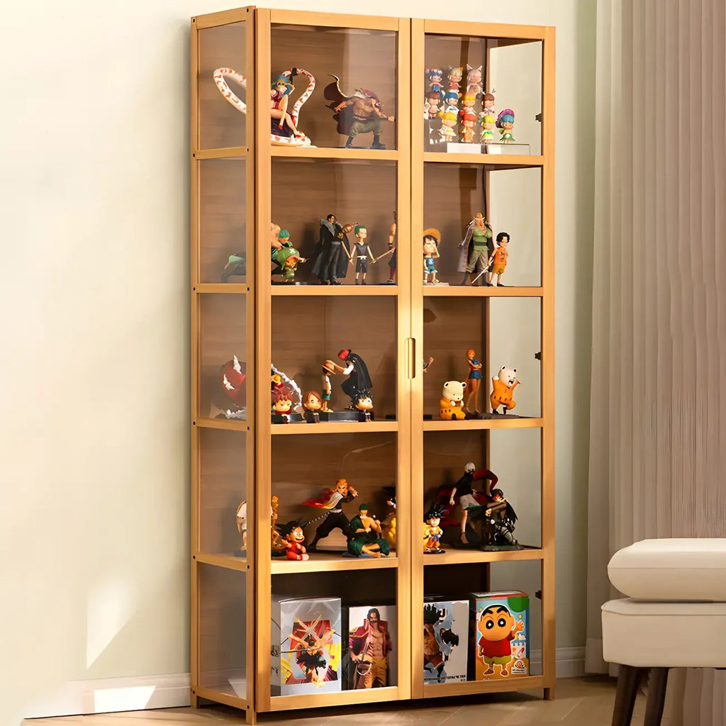 Modern Natural Bamboo Acrylic Standard  Display Cabinet