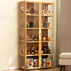 Modern Natural Bamboo Acrylic Standard  Display Cabinet