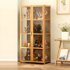Modern Natural Bamboo Acrylic Standard  Display Cabinet