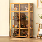 Modern Natural Bamboo Acrylic Standard  Display Cabinet