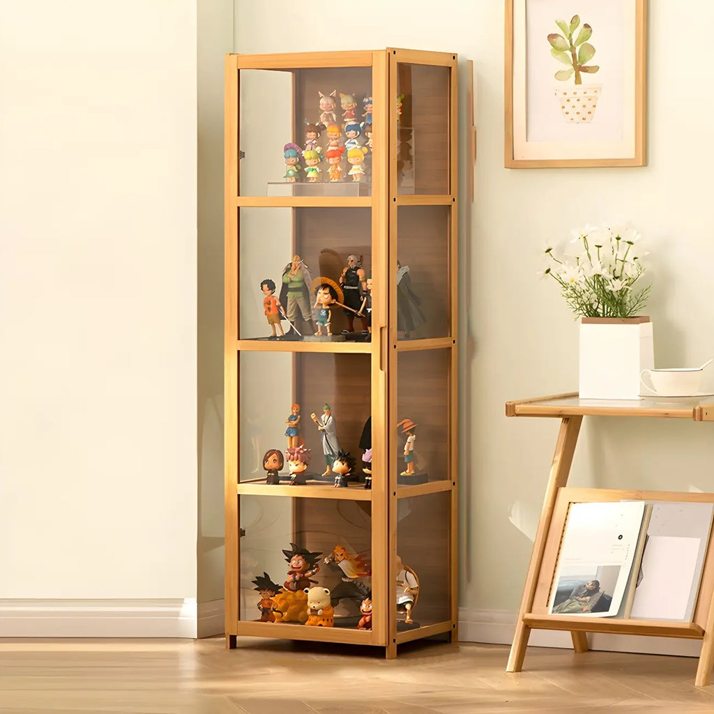 Modern Natural Bamboo Acrylic Standard  Display Cabinet